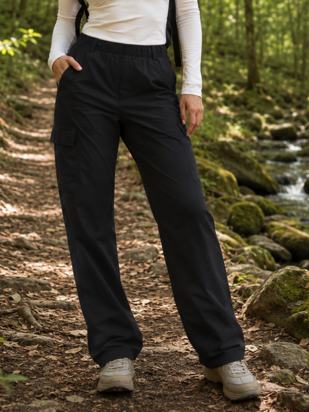 CALIA by Carrie Underwood Black Lightweight Windbreaker Cargo Pants Size Large